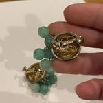 Cha Cha Vintage Green Signed Coro Gold Tone Beaded Clip On Earrings Photo 4