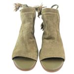 Sam Edelman  Sampson Green Suede Tassel Ankle Tie Peep Toe Heeled Mule Sandals 8 Photo 1