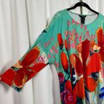 Ali Miles Teal&Bright Red Abstract Floral 3/4 Sleeve Top Sz.1X Green Photo 2