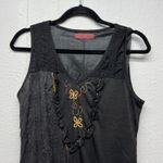 Vintage Syle Camisa Dress S/M Y2K Embroidered Whimsigoth Fairygoth 3D Floral Black Photo 2
