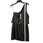 Allen Schwartz ABS Dress Womens 12 Black One Shoulder Blouson Jeweled Dark Fairy Photo 9