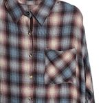 Vintage Havana  Cream and Blue Plaid Button Front Long Sleeve Mini Dress Photo 3