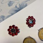 Lot Of 3 Women’s Costume Earrings Pierced Mix Some Yellow Red Etc Flowers /Round Photo 2
