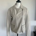 Apt. 9  Tan Leather Jacket with Asymmetrical Zipper Photo 1