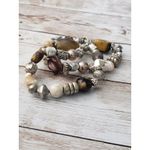 Vintage Bracelet Brown and Silver Tone Two Strand Stretch Bracelet Photo 2