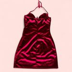 Red satin mini dress with halter neck Photo 2