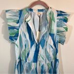 Elan  Women’s Blue Green Ruffle Midi Dress Small NWT Photo 2