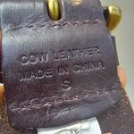 Gap Woven Braided Cow Leather Belt-Small-Wide-Brass Buckle-Dark Brown-Boho Photo 9