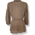 Didi Wrap Blouse Floral Print Ruffle Size Small Women Top Brown Green Purple Mod Photo 1