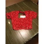 Band of Gypsies  NWT Red Floral Smocked Crop Top Short Sleeve Size M Photo 2