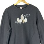 Holiday Editions Embroidered Winter Sweatshirt Womens XL Black Fleece Lined Cozy Photo 3