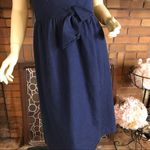 David Meister BLUE WAFFLE KNIT SHEATH DRESS WITH FAUX TIE WAIST (8) Photo 5