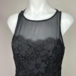 BCBGeneration  Black Floral Lace Sheer Mesh Sleeveless Cocktail Mini Dress Size 6 Photo 3