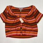 BCBGMAXAZRIA BCBGeneration vibrant stripes scoop neck crop soft jersey knit large  (b4) Photo 2