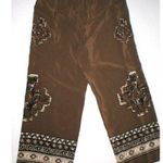 Womens Worth New York $498 0 USA Print Silk Pants Brown White Wide Ethnic Border Photo 0