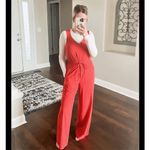 Athleta Savannah Jumpsuit Size 6 Currant Red Wide Leg Travel Lightweight Active Photo 2