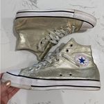 Converse UNISEX CHUCK TAYLOR ALL STAR HI METALLIC SNEAKER Gold, Size 10W, GUC Photo 2