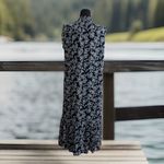 Loft Chic  SzM Floral Print Preppy Chiffon Ruffle Sleeves Maxi Dress Cottage Core Photo 8