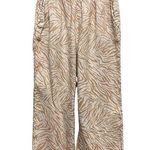 Nicole Miller 100% Linen Large Pants Zebra Print Wide Leg Elastic Waist Beachy Photo 0