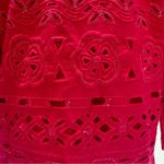 Chico's Chico’s Eyelet Bloom 3/4 Sleeve Open Front Jacket Vivacious Hot Pink 1/M Barbie Photo 10