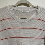Marine layer  Nina Knit Crewneck Cotton Sweater Stripes Oatmeal Pink Size Small Photo 4