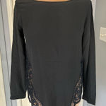 Club Monaco Club‎ Monaco Black Silk Blouse with Lace Accent Photo 0