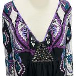 ECI Y2K Babydoll Tunic Dress L Purple Paisley Studded Top Fairy Whimsygoth Boho Photo 3