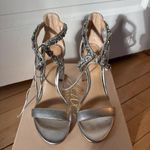 Badgley Mischka NWT  Silver Crystal Rhinestone Strappy Heels Sandals Bridal 7 Photo 1