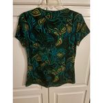Womens Beaded Neckline Abstract Print Flowy Top Green Size M Photo 3