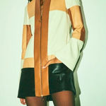 Alexis Cameron Dress in Multi Patchwork Large New asis Womens Vegan Faux Leather Photo 0