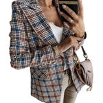 Last One❣️Women's Casual Long Sleeve Lapel Button Slim Work Office Plaid Blazer Size M Photo 0