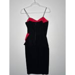 1980s Jitwo’s by Harmon & Co Black Velvet Cocktail Dress w Red Bow XS Photo 14