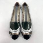 Tod's Womens Leather Round Toe Slip-On Ballet Flats Shoes Silver Black Size 38.5 Photo 9