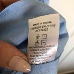 Tobi High Neck Open Back Light Blue and Silver Beaded Mini Dress Size M Photo 8