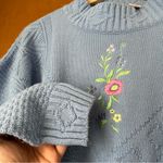 •Vintage floral embroidered knit sweater• Size M Blue Size M Photo 4