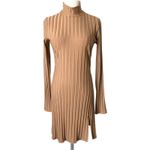 Reformation Libra Knit Mini Dress Tan Lightweight Ribbed Jersey Size Large Photo 1