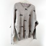 Edikted Satin Bow Applique Long Sleeve Crewneck Sweater Gray M / L Photo 6