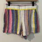 BP  Linen Blend‎ Multicolor Vertical Striped High Waist Pull On Shorts Size S Photo 0