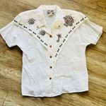 Vintage City Girl 80s 90s Rodeo Glam White Blinged Embellished Cotton Button 10 Photo 0