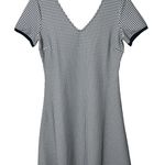 A|X Armani Exchange Women's Navy White Checkered V Neck Cross Back Dress Size Lg Blue Photo 0