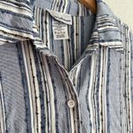 Tommy Bahama  Blue Stripe Tunic Button Up Shirt Coastal Beachy Nautical Cotton Photo 4