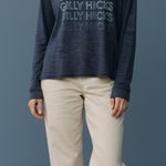 Gilly Hicks  Long Sleeve Pullover Top Blue Heathered Graphic Print Women's Sz M # Photo 0