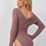 SheIn NWOT fold over asymmetrical waffle knit bodysuit Photo 1