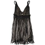NWT Mandalay Gunmetal Embellished Fringe Cocktail Evening Dress Womens Size 12 Silver Photo 1