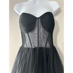 Betsy and Adam  Black Bustier Bodice Mesh Gown Size 8 Boned Corset Tulle Read Photo 4