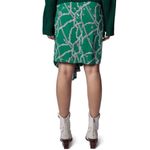 Zadig & Voltaire Zadig & Voltaire Jana CDC Silk Green & Silver Chaines Tie Front Skirt Sz XS Photo 2