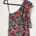 Veronica Beard  Ruffled One Shoulder Mini Dress Womens 4 Ballard Blue Red Floral Photo 8
