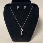 Perlasque Pendant Necklace & Earrings Set NWOT Silver Photo 0