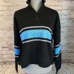 BP . Womens Black Blue Acrylic Mock Neck Quarter Zip Stripe Sweater Size XL NWT Photo 0