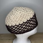 Prana Beanie Hat Tan Brown Crochet Knit Flower Winter Boho Neutral Cute Casual Photo 3